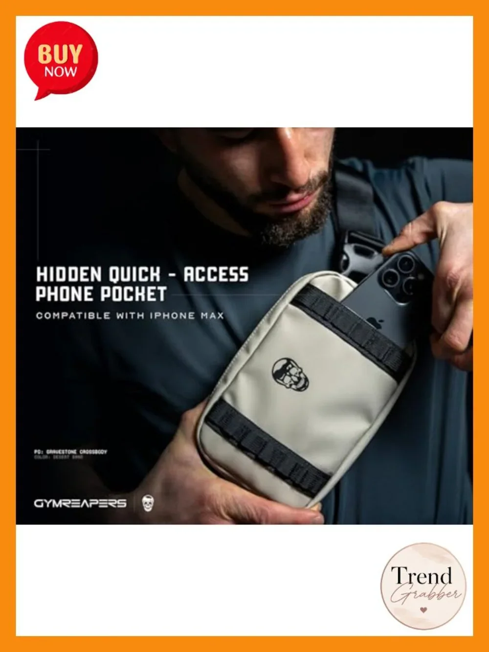 Waterproof Crossbody Sling Bag with Hidden Pocket Adjustable Strap Travel